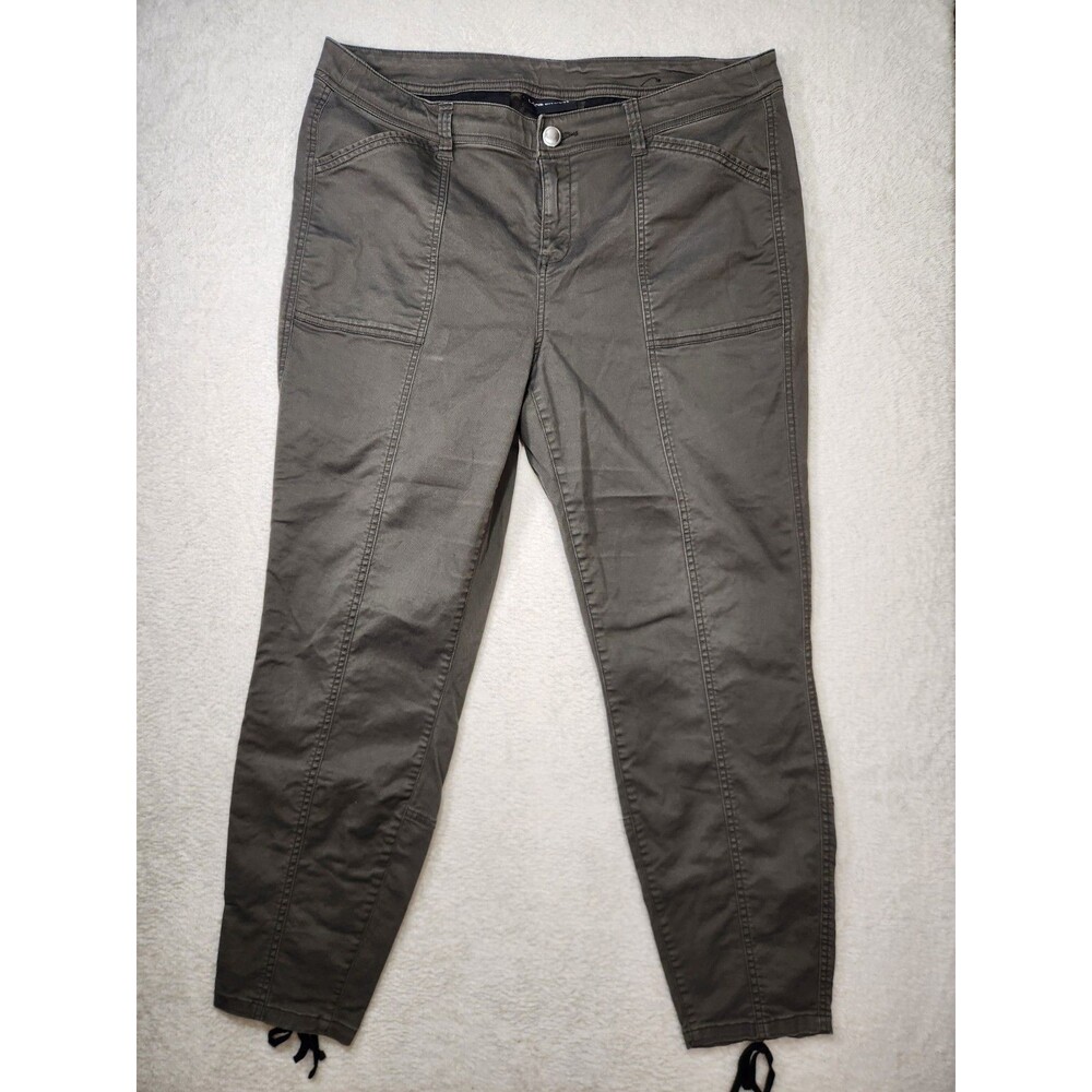Lane Bryant Women's 16 Signature Utility Straight Pants Olive Stretch Laceup Hem
